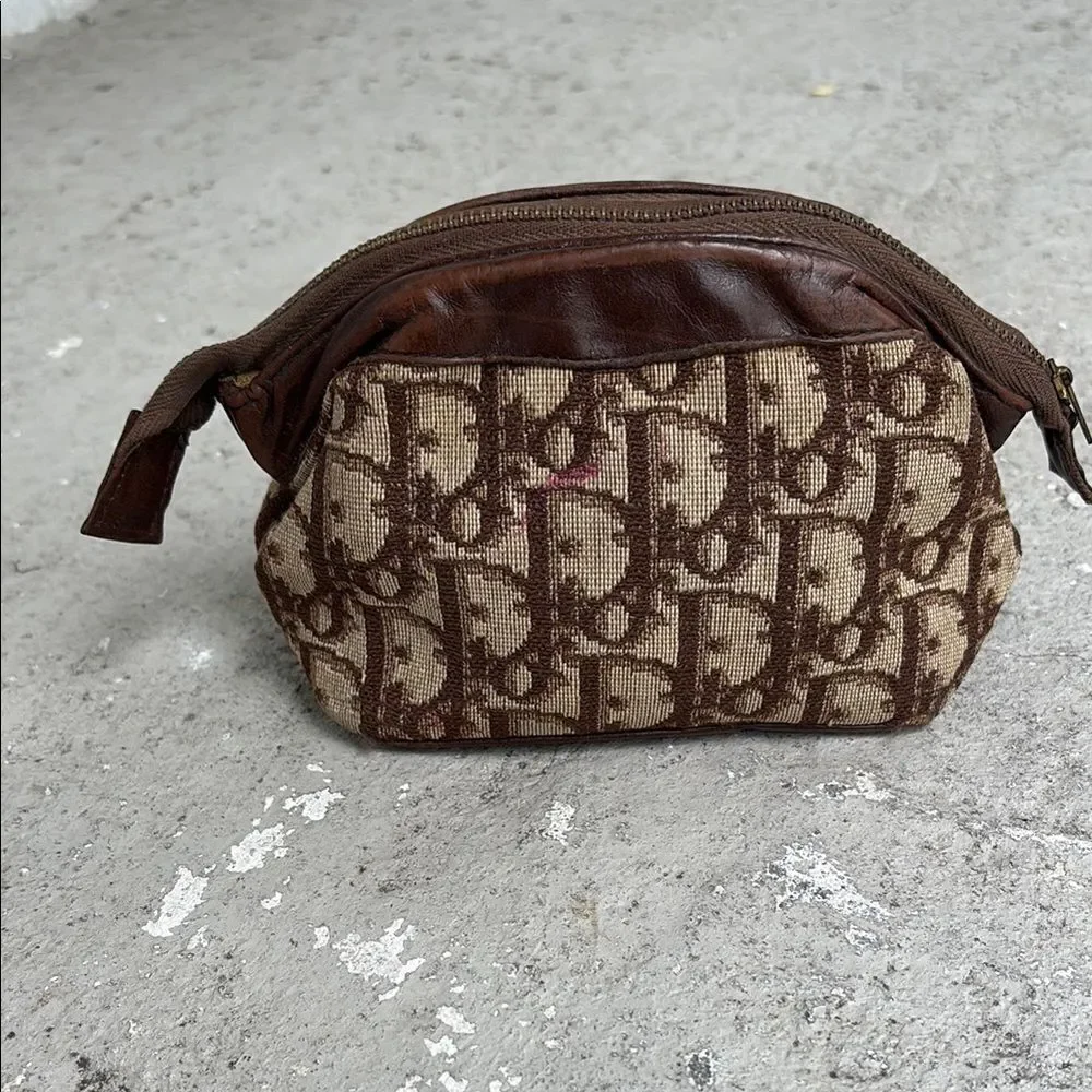 Christian Dior brown Trotter canvas makeup case